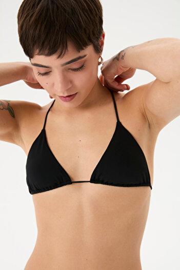 Ayma Active Black Drawstring Triangle Bikini Top