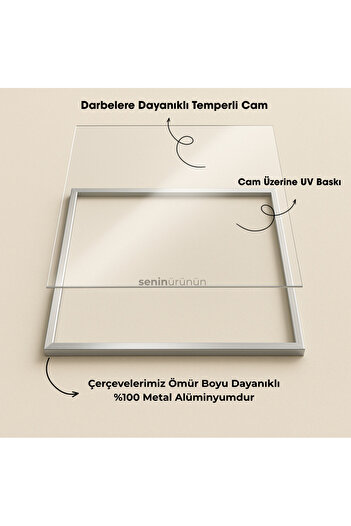 seninürünün Kırmızı Zeminli Hırçın At- Gerçek Cama Baskı Gold Alüminyum Metal Çerçeveli Tekli Modern Tablo