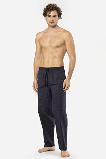 Cacharel Men's Plaid Single Bottom Pajamas, Pocket Detail, 95% Cotton, 5% Lycra