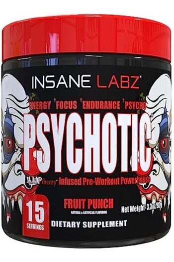 insane labz Psychotic, High Stimulant Pre Workout Powder, Extreme Lasting Energy, Focus and Enduranc