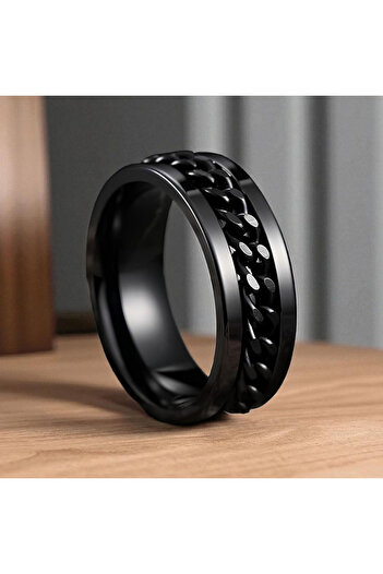 CAXBERN Unisex Stainless Steel Mid Swivel Chain Ring Anti-Stress Ring