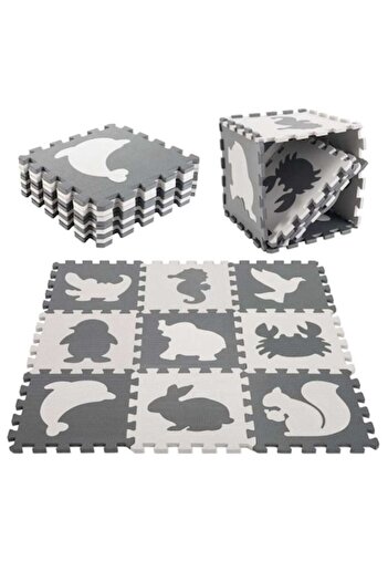 OEM Educational puzzle mat, non-slip, shock-absorbing, Zoo theme, 90 x 90 x 1 cm, gray