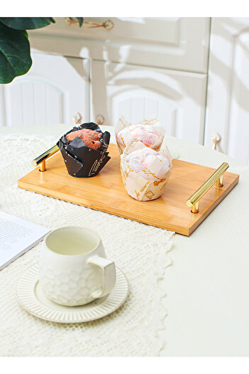 sharpdo Simple Modern Metal Handle Household Multi-Purpose Tray Creative Wooden Ornaments