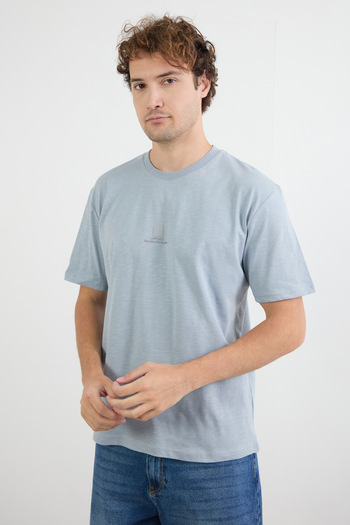 Fulla Moda Slogan Embossed Crew Neck T-Shirt