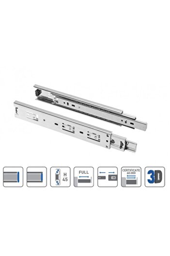 GTV Set 2 glisiere pe bile 350mm cu extragere totala H 45mm
