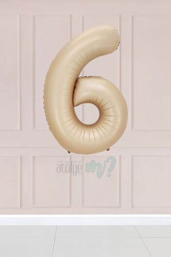 Atölye Mi 6 Year Old Caramel Number Balloon 34 Inch Sand Beige Age Balloon