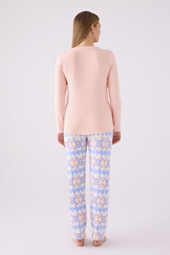Arnetta Women's salmon winter thermal pajama set, inner lined