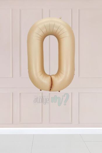 Atölye Mi 0 Caramel Number Balloon 34 Inch Sand Beige Wet Balloon