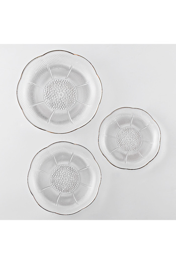 sharpdo Three Piece Fluorescent All Bright Glass Daily Plate Set