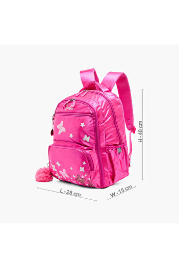 mattel Barbie Print Backpack with Adjustable Straps and Zip Closure - 16 inches