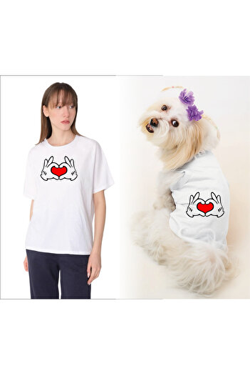 Buddy Store Cat & Dog Clothes Outfits - White Tank Top and Human T-Shirt Suit Kobini (Combed Cotton 100% Cotton)