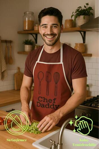 MODALİN Chef Dady Liquid Proof Kitchen Apron Stain Resistant, Liquid Proof, Easy to Clean Apron