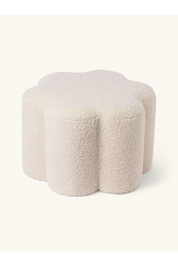 S Home Design Concept Daisy Papatya Teddy Beyaz Peluş Puf