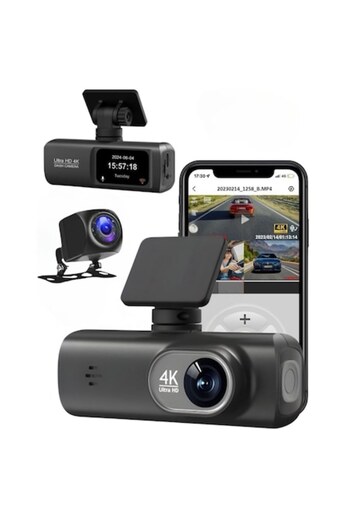 QOVU QOVU® V22 DVR Dash Cam, 4K Front 2K Rear, WiFi & Dedicated App, Collision Sensor