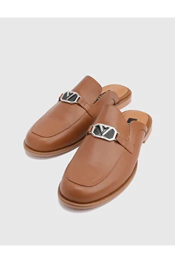 İLVİ Kelda Genuine Leather Tan Women's Slippers