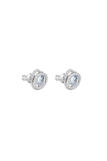 Swarovski Generation düğme Küpeler, Armut şekli, Mavi, Rodyum kaplama