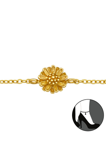 Sophia Collection Bratara de picior argint 925 placat cu aur 24K model Floare aurie