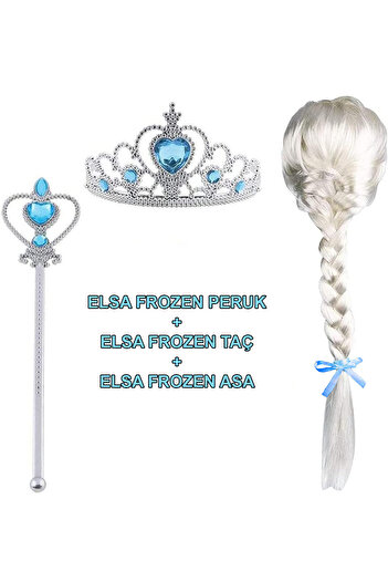 ReilaToys Krp Braided Frozen Elsa Wig Crown and Stick Children's Size