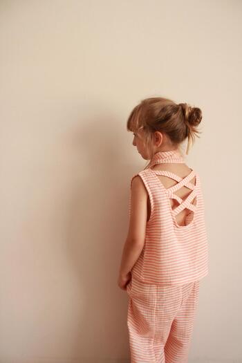 Oh La La Koala For Little Ones Orange Striped Cross Stripe Detailed Muslin Set with Scarf