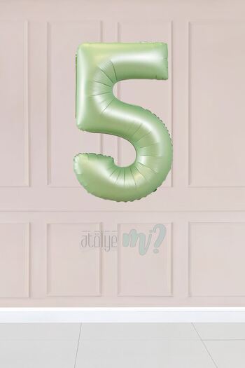 Atölye Mi 5 Retro Green Number Balloons 34 Inch 5 Years Old Balloon