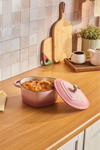 Karaca Iron Cast Enamel Pink Pot - 1.9 Lt