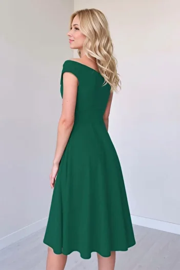 Trendyol Collection Emerald Green A-Line Midi Evening Dresses Night Homecoming Dresses
