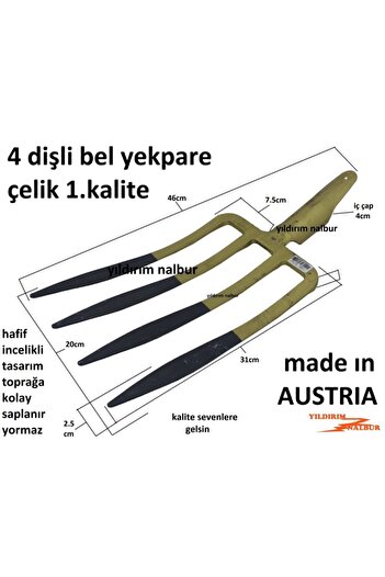 Çeşitli Bel Çapa Austrıa Belleme Yekpare Kaynaksız Bel Küreği Bahçe Belleme 4 Diş Kuvetli Çapa