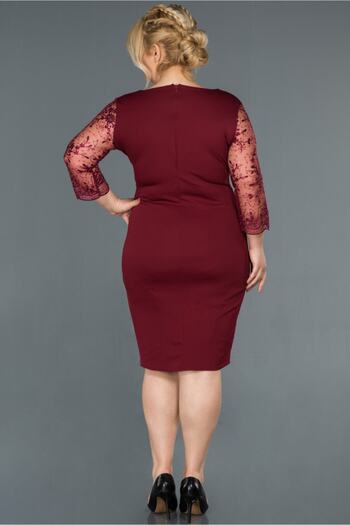 Abiyefon Rochie de seară de damă, burgundă, cu decolteu dublu, cu detalii brodate, mărime mare, Abk833