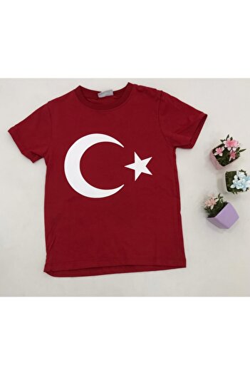 Pretty Unisex Kids Red Moon Star Printed T-Shirt