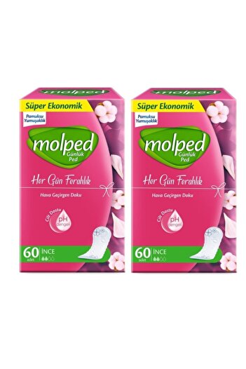 Molped Daily Pad Every Day Freshness Thin 60 Pieces x 2 Packs Total 120 Pieces