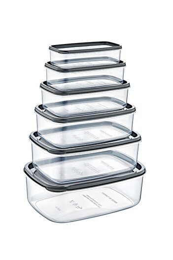 Bee Home Rectangular Sweet Transparent Storage Container Set 300/500/800/1200/1900/2900 Ml 6 Pieces Dg-3153060218015