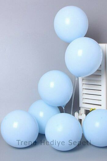 Trend Hediye Sepeti Blue Pastel Macaron Balloon 12 Inch 15 Pieces