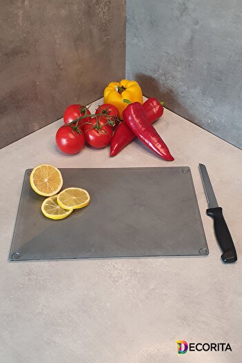 Decorita Glass Cutting Board - Glass Cutting Table| Smoked Glass| 20cm X 30cm