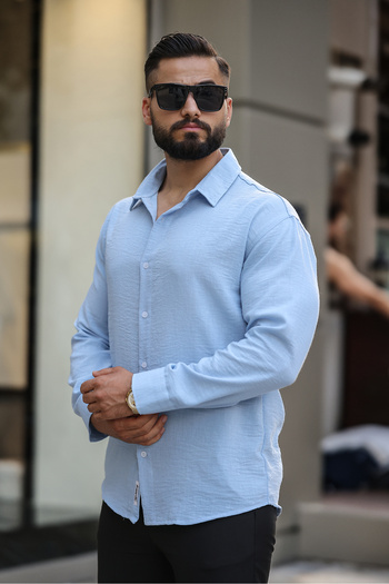 çerme Μπλε υπερμεγέθη πουκάμισο με υφή