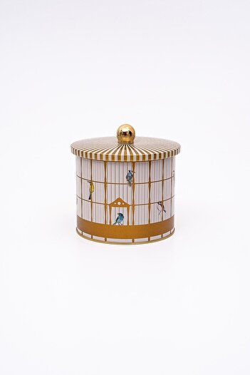 EVLE Bird Cage Patterned Round Metal Storage Container, Food Storage Container - 14 X 12.5 Cm, 1.7 Lt, Er142-T7