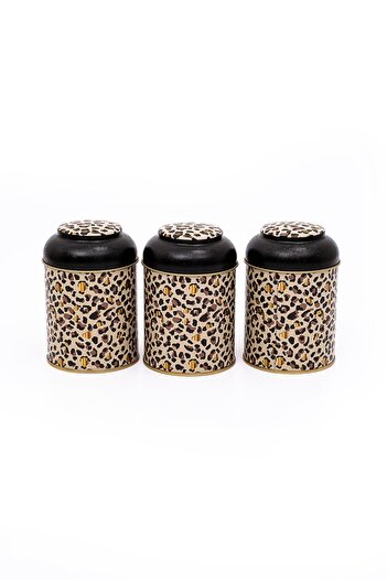 EVLE 3-Piece Metal Storage Container Set 9 Cm Food Container Jar Set, Leo Erb05v4