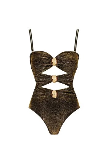 DESİGNEDBYD Yeni Kadın Işıltılı Simli Mayo+pareo Etek Takım 2 Parça Up Set Bodysuit Plaj Moda Beachwear