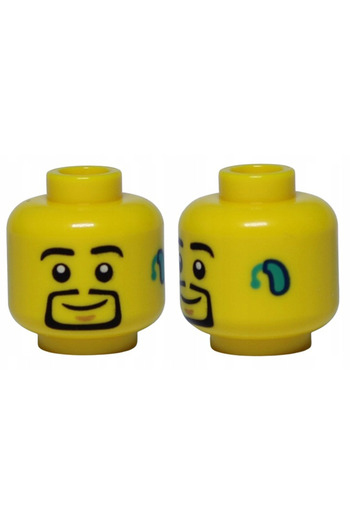 LEGO إكسسوار مجسم صغير، رأس مجسم صغير، رأس أصفر، ذيل ماعز مع مشاية سمعية، ذقن ذكر