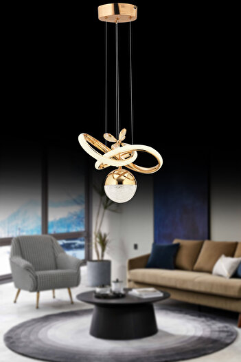 İstanbul Avize İstanbul Avize Begonvil Gold 3 Renkli Ledli Modern Lüx Led Avize