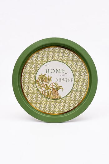 EVLE Forrest Patterned Round Metal Tray - Tea Coffee Tray - Presentation Tray 37 Cm Ee163-8i