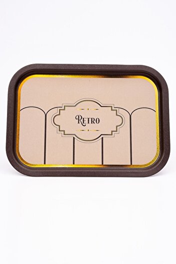 EVLE Retro Patterned Metal Tray - Tea Coffee Tray - Presentation Tray 28 Cm X 40 Cm Ee164-u6