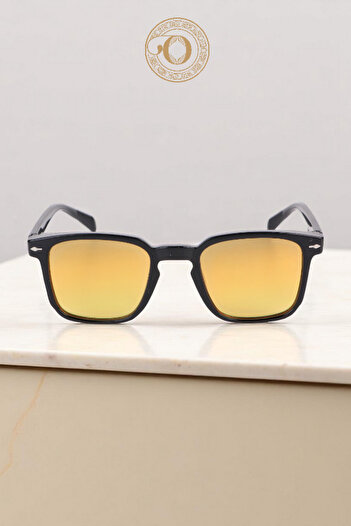 Eyesofia Zee Unisex Luxury Glass Black Smoked Yellow Sunglasses