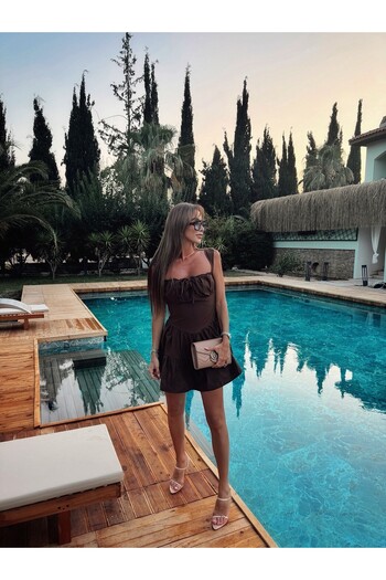 La Sarta Love Story Brown Mini Dress