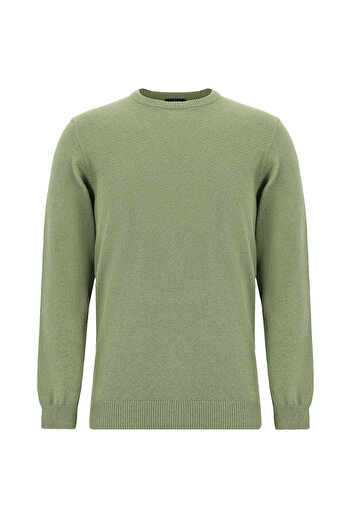Abdullah Kiğılı Crew Neck Regular Fit Patterned Cotton Cashmere Knitwear Sweater