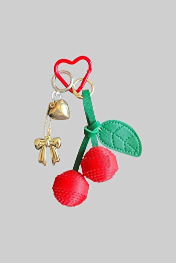 stravis Leather Cherry Design Bag Charm
