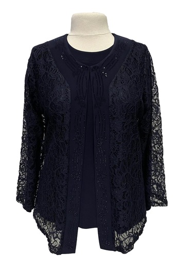HESNA Navy Blue Evening Dress Set - Fate Jacket Included