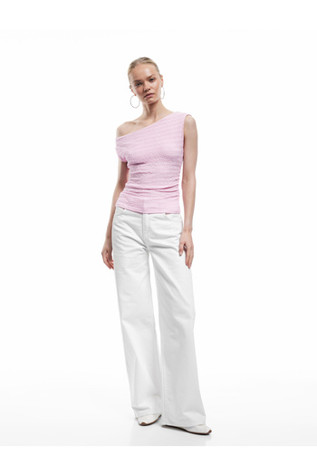 Koton Draped Asymmetric Neckline Wrap Sleeveless Blouse