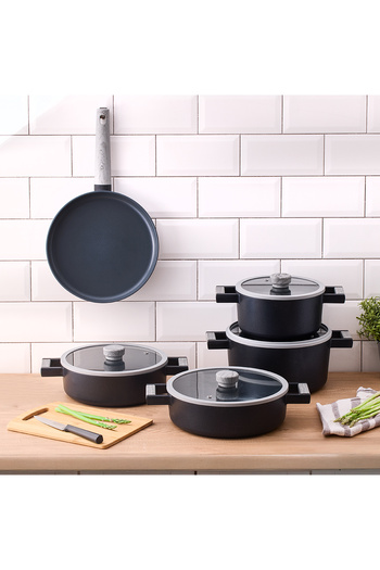Aryıldız Matilda Aluminum Casting 9 Piece Cookware Set Anthracite