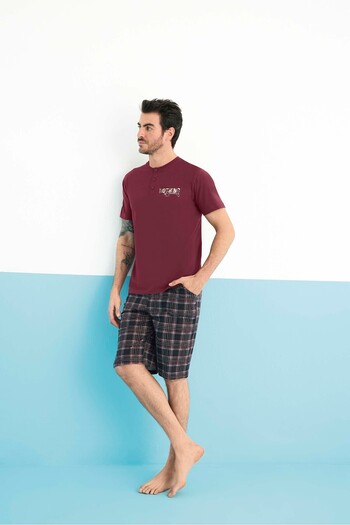 Aydoğan Men's Pajamas Suit with Shorts 100% Cotton 250321