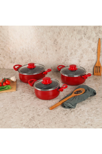 Aryıldız Red Bronx 6 Piece Casserole Set
